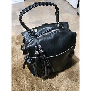 New Vegan Black Bucket Bag Convertible Back Pack Tassles Bohemian Hippie Purse